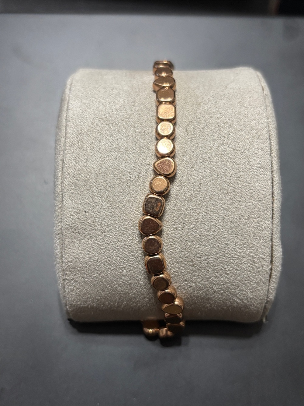 Fossil Rose Gold-Tone Women's Link Bracelet - Elegant Geometric Design adj.